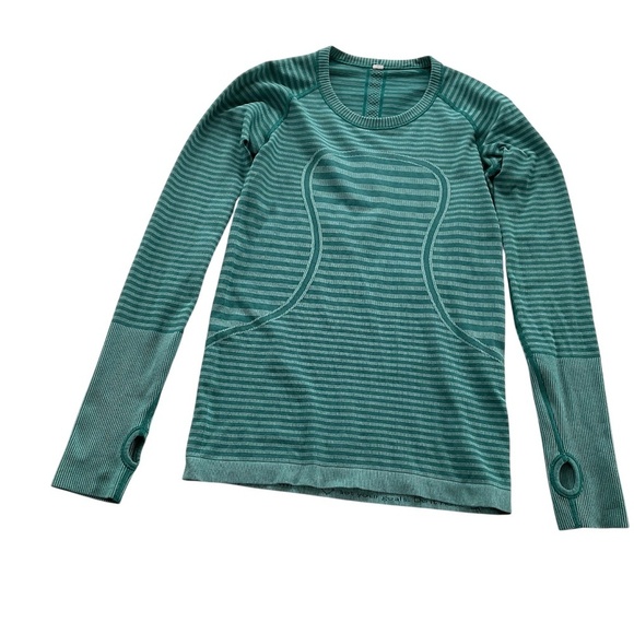 lululemon athletica Tops - Lululemon Swiftly Tech Long Sleeve Crew Sz 6 Heathered Forage Teal Gym Run Yoga